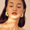 imageGold Clip On Earrings for Women Trendy Non Piercing Flower Dangle Earrings Floral Earring 14K Gold Plated Lightweight Earrings for NonPierced Ears Fake Earrings SetLeaf