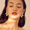 imageGold Clip On Earrings for Women Trendy Non Piercing Flower Dangle Earrings Floral Earring 14K Gold Plated Lightweight Earrings for NonPierced Ears Fake Earrings SetGold Tone Flower