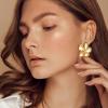 imageGold Clip On Earrings for Women Trendy Non Piercing Flower Dangle Earrings Floral Earring 14K Gold Plated Lightweight Earrings for NonPierced Ears Fake Earrings SetFlower Earrings