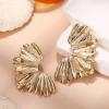 imageGold Clip On Earrings for Women Trendy Non Piercing Flower Dangle Earrings Floral Earring 14K Gold Plated Lightweight Earrings for NonPierced Ears Fake Earrings SetLeaf