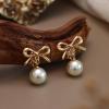 imageORAZIO Clip On EarringsPearl Clip on Earrings for Women Long Pearl Drop Dangle EarringsLightweight Bow Heart CZ Clip On Hoop Earrings  Statement Fake Earrings Ear Clips Jewelry for Wedding BridalGoldButterfly Knot Shaped