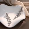 imageORAZIO Clip On EarringsPearl Clip on Earrings for Women Long Pearl Drop Dangle EarringsLightweight Bow Heart CZ Clip On Hoop Earrings  Statement Fake Earrings Ear Clips Jewelry for Wedding BridalSilverCZ Leaf Shaped