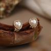 imageORAZIO Clip On EarringsPearl Clip on Earrings for Women Long Pearl Drop Dangle EarringsLightweight Bow Heart CZ Clip On Hoop Earrings  Statement Fake Earrings Ear Clips Jewelry for Wedding BridalGoldHeart Shaped Pearl