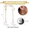 imageORAZIO Clip On EarringsPearl Clip on Earrings for Women Long Pearl Drop Dangle EarringsLightweight Bow Heart CZ Clip On Hoop Earrings  Statement Fake Earrings Ear Clips Jewelry for Wedding BridalGoldCZ Long Chain