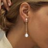 imageORAZIO Clip On EarringsPearl Clip on Earrings for Women Long Pearl Drop Dangle EarringsLightweight Bow Heart CZ Clip On Hoop Earrings  Statement Fake Earrings Ear Clips Jewelry for Wedding BridalGoldCZ Long Chain