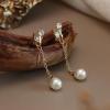 imageORAZIO Clip On EarringsPearl Clip on Earrings for Women Long Pearl Drop Dangle EarringsLightweight Bow Heart CZ Clip On Hoop Earrings  Statement Fake Earrings Ear Clips Jewelry for Wedding BridalGoldCZ Long Chain
