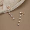 imageORAZIO Clip On EarringsPearl Clip on Earrings for Women Long Pearl Drop Dangle EarringsLightweight Bow Heart CZ Clip On Hoop Earrings  Statement Fake Earrings Ear Clips Jewelry for Wedding BridalGoldStraight Long Chain