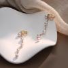 imageORAZIO Clip On EarringsPearl Clip on Earrings for Women Long Pearl Drop Dangle EarringsLightweight Bow Heart CZ Clip On Hoop Earrings  Statement Fake Earrings Ear Clips Jewelry for Wedding BridalGoldStraight Long Chain