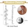 imageORAZIO Clip On EarringsPearl Clip on Earrings for Women Long Pearl Drop Dangle EarringsLightweight Bow Heart CZ Clip On Hoop Earrings  Statement Fake Earrings Ear Clips Jewelry for Wedding BridalSilverCZ Leaf Shaped