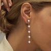 imageORAZIO Clip On EarringsPearl Clip on Earrings for Women Long Pearl Drop Dangle EarringsLightweight Bow Heart CZ Clip On Hoop Earrings  Statement Fake Earrings Ear Clips Jewelry for Wedding BridalGoldStraight Long Chain