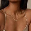 imageORAZIO Gold Necklaces for WomenLayered Gold Necklace14K Gold Plated Pendant NecklacesSimple Choker Necklaces Set Dainty Gold Chain NecklacesTrendy Gold Stacked Jewelry Gifts for Women3PcsHerringbone  Bead  CZ