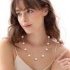 imagePearl Necklace for WomenDainty Silver14K Gold Plated Necklace for Women Round White Imitation Pearls Simple Pearl Choker Cute Everyday Jewelry for Women Elegant Bridesmaid Wedding JewelrySilver Tone