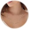 imagePearl Necklace for WomenDainty Silver14K Gold Plated Necklace for Women Round White Imitation Pearls Simple Pearl Choker Cute Everyday Jewelry for Women Elegant Bridesmaid Wedding JewelrySilver Tone