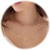 imagePearl Necklace for WomenDainty Silver14K Gold Plated Necklace for Women Round White Imitation Pearls Simple Pearl Choker Cute Everyday Jewelry for Women Elegant Bridesmaid Wedding JewelryGold Tone