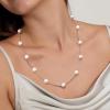 imagePearl Necklace for WomenDainty Silver14K Gold Plated Necklace for Women Round White Imitation Pearls Simple Pearl Choker Cute Everyday Jewelry for Women Elegant Bridesmaid Wedding JewelrySilver Tone