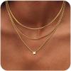 imageORAZIO Gold Necklaces for WomenLayered Gold Necklace14K Gold Plated Pendant NecklacesSimple Choker Necklaces Set Dainty Gold Chain NecklacesTrendy Gold Stacked Jewelry Gifts for Women3PcsHerringbone  Bead  CZ