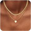imageORAZIO Gold Necklaces for WomenLayered Gold Necklace14K Gold Plated Pendant NecklacesSimple Choker Necklaces Set Dainty Gold Chain NecklacesTrendy Gold Stacked Jewelry Gifts for Women2PcsCuban  Heart