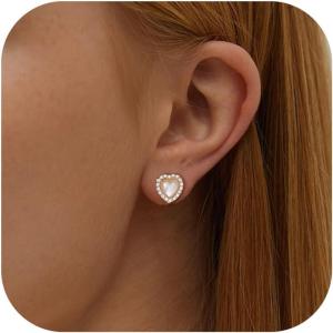 imageORAZIO Clip On EarringsPearl Clip on Earrings for Women Long Pearl Drop Dangle EarringsLightweight Bow Heart CZ Clip On Hoop Earrings  Statement Fake Earrings Ear Clips Jewelry for Wedding BridalGoldHeart Shaped Pearl