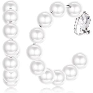 imageORAZIO Clip On EarringsPearl Clip on Earrings for Women Long Pearl Drop Dangle EarringsLightweight Bow Heart CZ Clip On Hoop Earrings  Statement Fake Earrings Ear Clips Jewelry for Wedding BridalSilverPearl Hoop