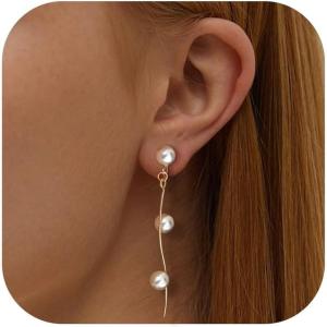 imageORAZIO Clip On EarringsPearl Clip on Earrings for Women Long Pearl Drop Dangle EarringsLightweight Bow Heart CZ Clip On Hoop Earrings  Statement Fake Earrings Ear Clips Jewelry for Wedding BridalGoldTwist Long Chain