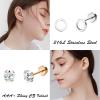 image18 Pairs Surgical Stainless Steel Stud Earrings For Women Men 20G Cartilage Earrings Studs Cross Moon Star Small Stud Earrings Black Gold Screw Flat Back Earrings Ear Piercing Studs SetE Mixed Colors