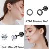 image18 Pairs Surgical Stainless Steel Stud Earrings For Women Men 20G Cartilage Earrings Studs Cross Moon Star Small Stud Earrings Black Gold Screw Flat Back Earrings Ear Piercing Studs SetE Black