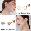 image18 Pairs Surgical Stainless Steel Stud Earrings For Women Men 20G Cartilage Earrings Studs Cross Moon Star Small Stud Earrings Black Gold Screw Flat Back Earrings Ear Piercing Studs SetD Rose Gold