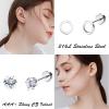 image18 Pairs Surgical Stainless Steel Stud Earrings For Women Men 20G Cartilage Earrings Studs Cross Moon Star Small Stud Earrings Black Gold Screw Flat Back Earrings Ear Piercing Studs SetB Silver Tone