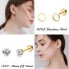 image18 Pairs Surgical Stainless Steel Stud Earrings For Women Men 20G Cartilage Earrings Studs Cross Moon Star Small Stud Earrings Black Gold Screw Flat Back Earrings Ear Piercing Studs SetA Gold Tone