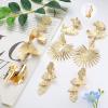 imageGold Clip On Earrings for Women Trendy Non Piercing Dangle Earrings Exaggerated Heart Flower Leaf Statement Earrings 14K Gold Plated Large Earrings for NonPierced Ears Fake Earrings SetGold Tone