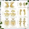imageGold Clip On Earrings for Women Trendy Non Piercing Dangle Earrings Exaggerated Heart Flower Leaf Statement Earrings 14K Gold Plated Large Earrings for NonPierced Ears Fake Earrings SetGold Tone
