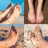 imageORAZIO 30PCS Anklet Toe Rings Silver Rose Gold Plated Toe Rings Ankle Bracelets For Women Cute Anklets Open Tail Rings Adjustable Summer Beach Foot JewelryGold Tone