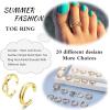imageORAZIO 30PCS Anklet Toe Rings Silver Rose Gold Plated Toe Rings Ankle Bracelets For Women Cute Anklets Open Tail Rings Adjustable Summer Beach Foot JewelryGold Tone