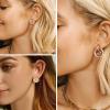 imageORAZIO 4Pairs Clip On Earrings for Women Gold Silver Clip On Hoop Earrings Chunky Teardrop Clip Earrings Twist Round Clip On Stud Earrings No Piercing Fake Earrings SetRose Gold