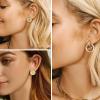 imageORAZIO 4Pairs Clip On Earrings for Women Gold Silver Clip On Hoop Earrings Chunky Teardrop Clip Earrings Twist Round Clip On Stud Earrings No Piercing Fake Earrings SetGold Tone