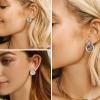 imageORAZIO 4Pairs Clip On Earrings for Women Gold Silver Clip On Hoop Earrings Chunky Teardrop Clip Earrings Twist Round Clip On Stud Earrings No Piercing Fake Earrings SetSilver Tone
