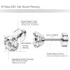 imageORAZIO 6Pairs Hypoallergenic Flat Back Earrings 316L Stainless Steel Studs for Sensitive Ears 38mm Cubic Zirconia Stylish Jewelry for Women Men  SilverB 6 Pairs White 20G08MM