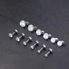 imageORAZIO 6Pairs Hypoallergenic Flat Back Earrings 316L Stainless Steel Studs for Sensitive Ears 38mm Cubic Zirconia Stylish Jewelry for Women Men  SilverB 6 Pairs White 20G08MM