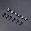 imageORAZIO 6Pairs Hypoallergenic Flat Back Earrings 316L Stainless Steel Studs for Sensitive Ears 38mm Cubic Zirconia Stylish Jewelry for Women Men  SilverB6 Pairs Black