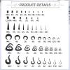 imageORAZIO 93 Pcs Ear Gauges Stretching Kit 14G00G Ear Gauges Expander Set Acrylic Spiral Tapers and Plugs Gauges for Ears Silicone Snail Tunnels Horseshoes Body Piercing Jewelry SetBlack