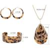 imageORAZIO Acrylic Jewelry Set for Women Statement Boho Resin Earrings Necklace BraceletCLeoperd
