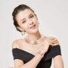 imageORAZIO Bib Choker Statement Necklaces for Women Cuff Bracelet Open Hoop Stud Earrings Ring African Chunky Costume Jewelry SetCRose Gold Tone