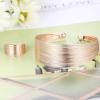 imageORAZIO Bib Choker Statement Necklaces for Women Cuff Bracelet Open Hoop Stud Earrings Ring African Chunky Costume Jewelry SetCRose Gold Tone