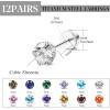imageORAZIO CZ Stud Earrings for Women Men Stainless Steel Cubic Zirconia Screwback Earrings SetC5MM CZ
