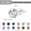 imageORAZIO CZ Stud Earrings for Women Men Stainless Steel Cubic Zirconia Screwback Earrings SetF8MM CZ