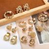 imageORAZIO Clip On Earrings Set  8 Pairs Gold ampamp Silver Hoops ampamp Studs NonPierced Fake EarringsAGold Tone
