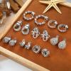 imageORAZIO Clip On Earrings Set  8 Pairs Gold ampamp Silver Hoops ampamp Studs NonPierced Fake EarringsBSilver Tone