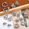 imageORAZIO Clip On Earrings Set  8 Pairs Gold ampamp Silver Hoops ampamp Studs NonPierced Fake EarringsBSilver Tone