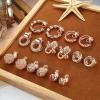 imageORAZIO Clip On Earrings Set  8 Pairs Gold ampamp Silver Hoops ampamp Studs NonPierced Fake EarringsCRose Gold