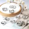 imageORAZIO Clip On Earrings for Women 6Pairs Gold Clip On Hoop Earrings For Egirls Chunky Hoops Twist Triple Square Hoop Earrings No Piercing Fake Earrings SetSliver Tone